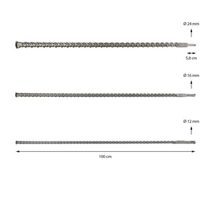 PUNTE PER TRAPANO DEMOLITORE MARTELLO 3 PZ 1000 MM ATTACCO SDS PLUS 100CM X MURO