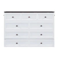 Letto a scomparsa 140x200 cm, letto a piattaforma mobile con cassetti e ripiani, trasformabile e salvaspazio, senza materasso, Bianco