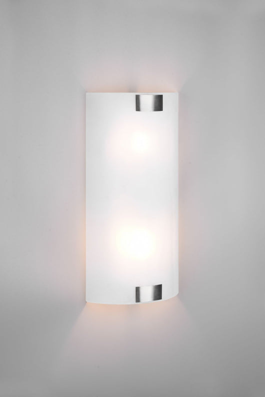 PURA APPLIQUE VETRO RETTANGOLARE GANCI METALLO ACCIAIO L.20 X H.40CM 2 LUCI ATTACCO E27