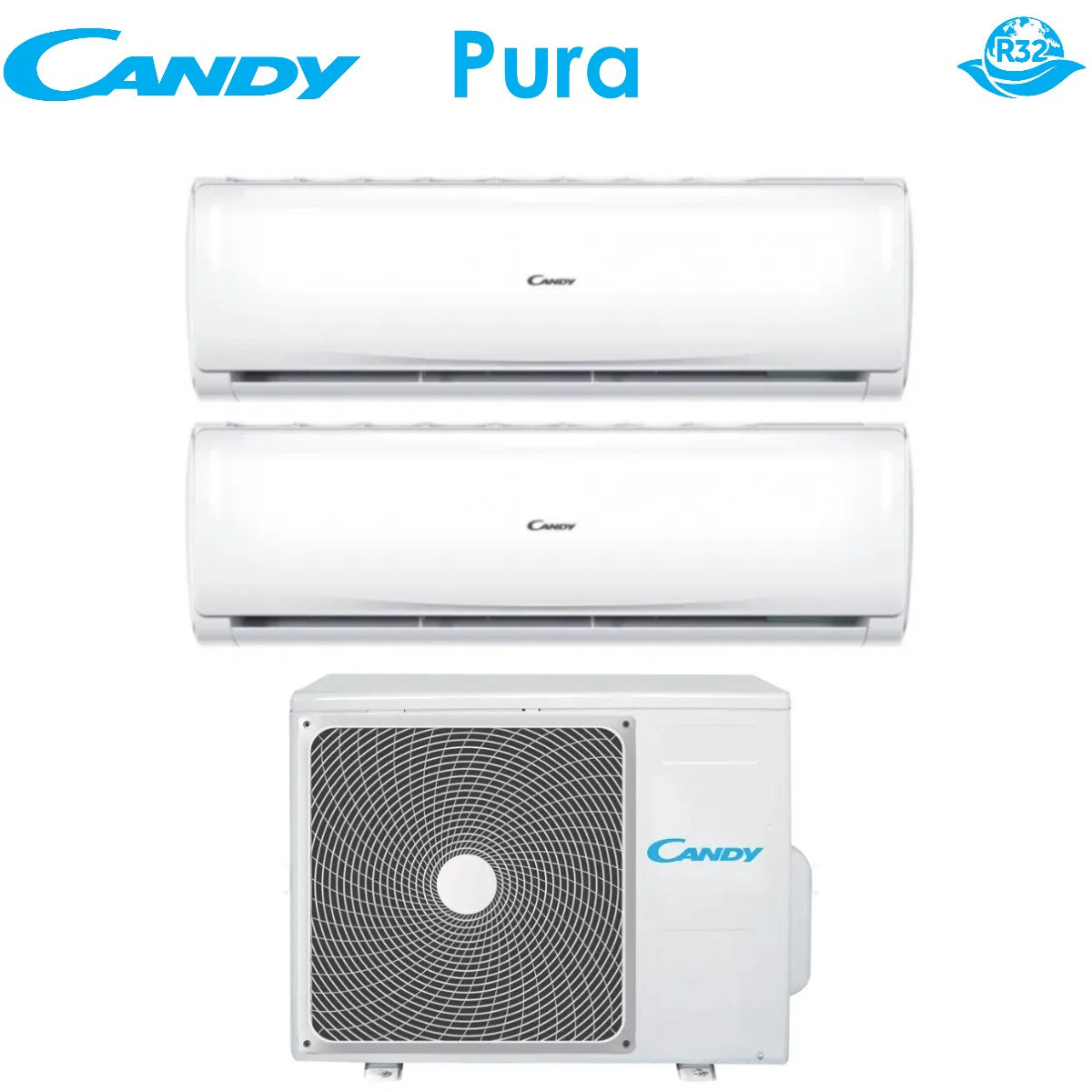Climatizzatore Condizionatore Candy Dual Split Inverter serie PURA 9+9 con CY-2T14AOUT R-32 Wi-Fi Integrato 9000+9000