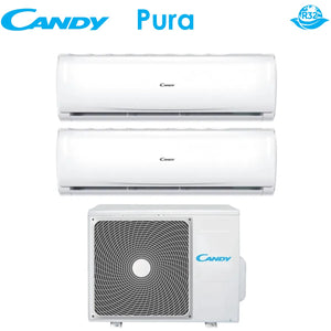 Climatizzatore Condizionatore Candy Dual Split Inverter serie PURA 9+9 con CY-2T14AOUT R-32 Wi-Fi Integrato 9000+9000