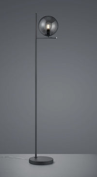 PURE PIANTANA METALLO COLORE ANTRACITE CON SFERA FUME' H. 150CM 1 LUCE ATTACCO E14