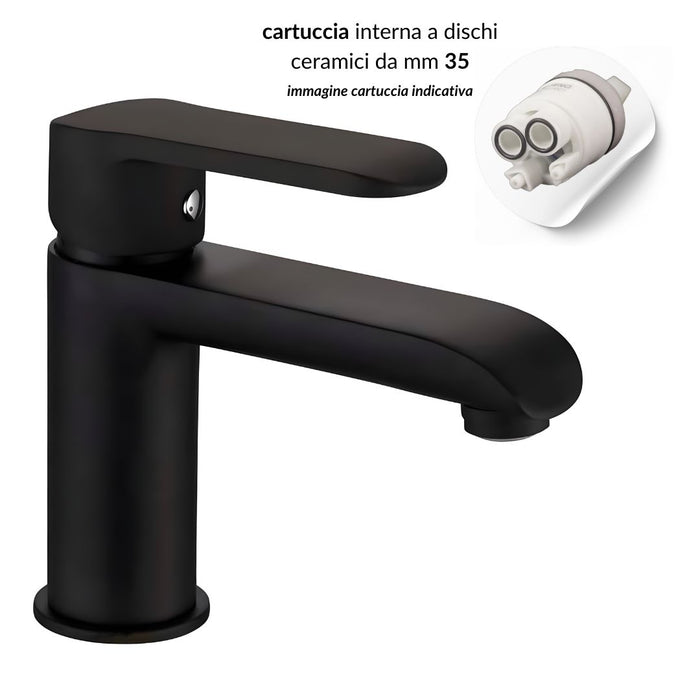 Miscelatore rubinetto puma per lavabo in ottone colore nero opaco con piletta *** confezione 1