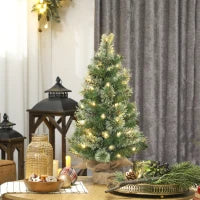 Albero di Natale Piccolo Alto 60 cm con 35 Luci LED Bianche, 68 Rami Folti e Ignifughi, Verde