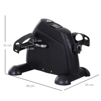 Mini Cyclette Portatile per l'Allenamento di Gambe per Braccia con Display LCD TPR, PP, PP, ruota in ghisa 35 x 40 x 31 cm Nero