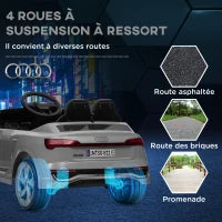 Outsunny Auto Elettrica per Bambini con Licenza Audi Q8 e-tron Sportback 12V Telecomando, Luci, Musica, Clacson, 3-6 Anni, Grigio