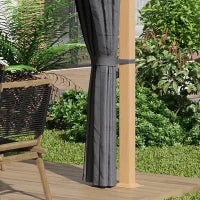 Pergola Rettangolare da Giardino con Tende e Tetto in Poliestere, 4 x 3 m, Struttura in Alluminio, Grigio Scuro