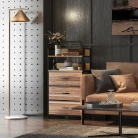 Cassettiera con 3 Cassetti in Tessuto Rimovibili e 2 Ripiani, 60 x 29 x 101cm, MDF e Metallo, Naturale e Nero