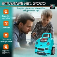 Officina Camion Giocattolo per Bambini 3-5 Anni a 61 Pezzi con Maniglia, in ABS e PP, 40x39x47 cm, Nero e Azzurro