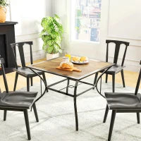 Tavolo da Giardino Marrone per 4 Persone con Foro Centrale per Ombrellone, 94L x 94P x 71A cm