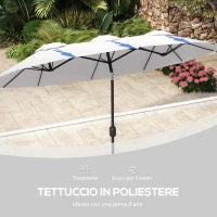Ombrellone da Giardino Doppio Inclinabile con Apertura a Manovella, 295x152x222cm, Bianco
