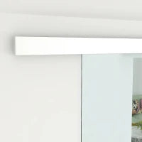 Porta Scorrevole in Vetro Trasparente con Binario e Maniglia in Alluminio per Bagno Cucina Studio 210x75x0.8cm