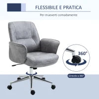 Sedia da Ufficio Ergonomica Altezza Regolabile e Dondolo, Rivestimento in Microfibra, 67x69x92-102cm, Grigio Chiaro
