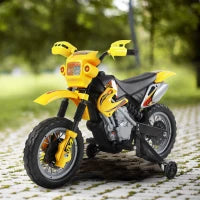 Moto Elettrica per Bambini 3 anni e Più, Moto Cross Elettrica con Rotelle, Batteria 6V Velocità 2.5km/h, 102 x 53 x 66cm, Giallo