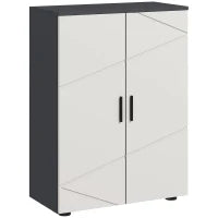 kleankin Mobiletto Bagno 2 Ante in Legno con 3 Ripiani e Chiusura Ammortizzata, 60x30x82cm, Grigio