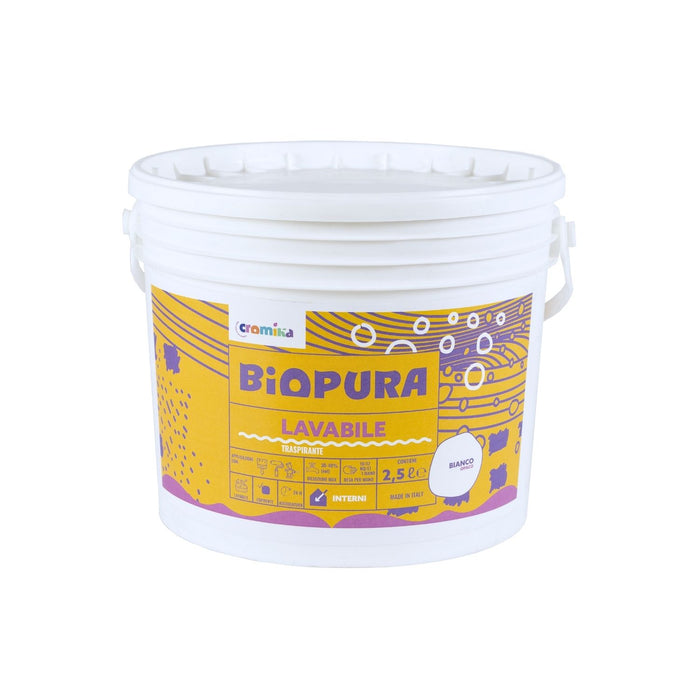 Superpittura lavabile traspirante interni alta copertura linea biopura cromika *** formato 2.5 lt, confezione 1