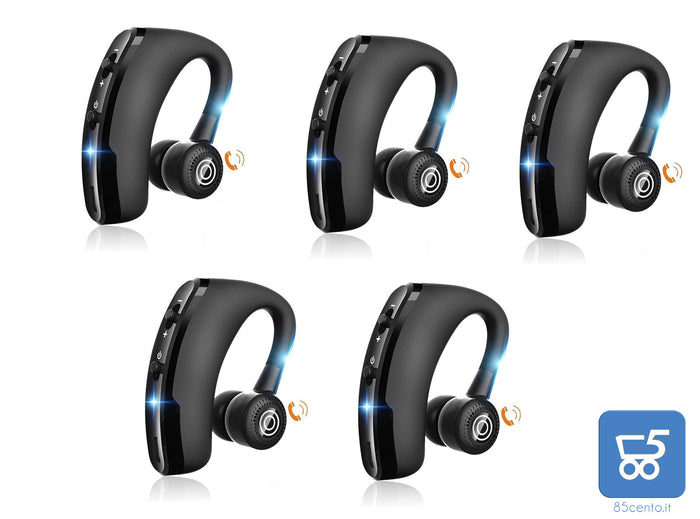 Pack 5 Auricolare Bluetooth Wireless Mono con Microfono HD CVC8.0 Riduzione del Rumore Ruotabile 270° Destro Sinistro