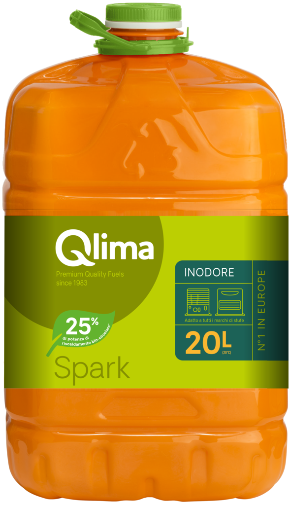 Combustibile per stufe Spark 20 lt, inodore con 25% da fonti rinnovabili, adatto a tutte le marche di stufe a combustibile