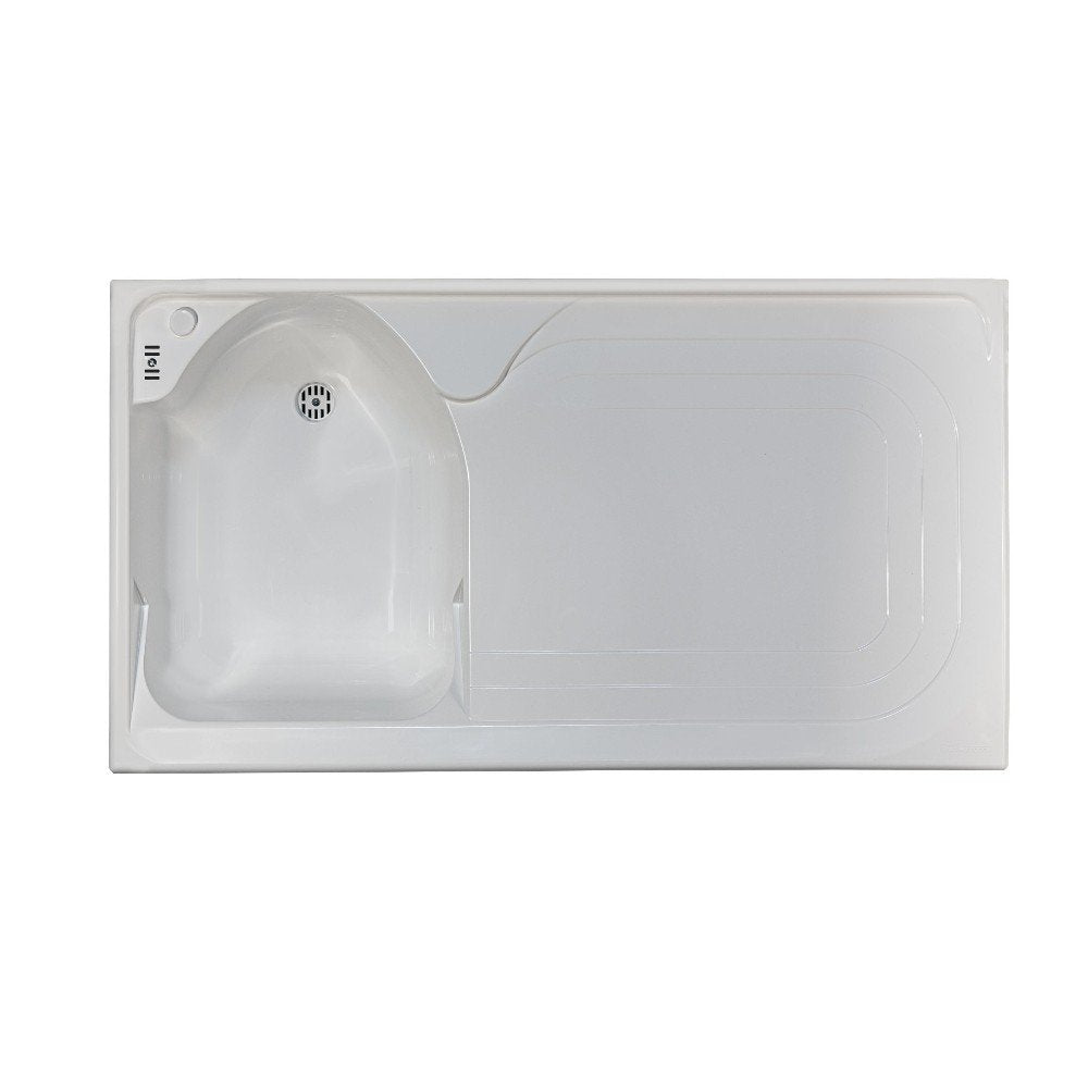 Mobile lavatoio 60x109 cm bianco con vasca in termoplastico, fondo salvagoccia e asse in termoplastico | Lavella