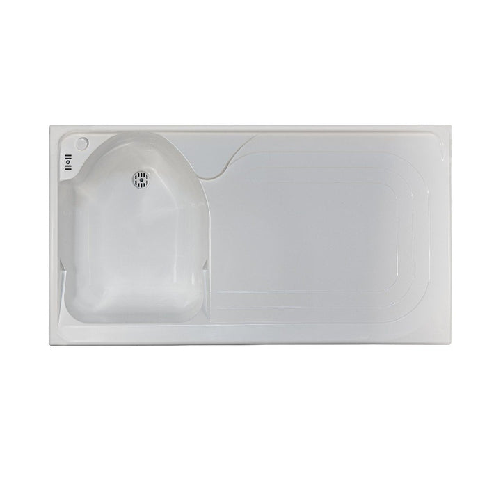 Mobile lavatoio 60x109 cm bianco con vasca in termoplastico, fondo salvagoccia e asse in termoplastico | Lavella