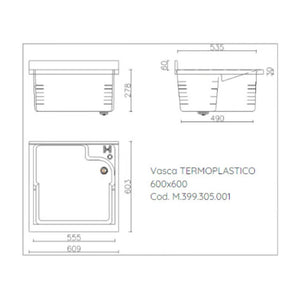 Mobile lavatoio 60x60 cm bianco con vasca in termoplastico e asse in termoplastico | Edilla