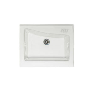 Mobile lavatoio 60x64 cm bianco con vasca in ceramica e asse in legno | Edilla 