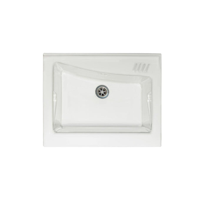 Mobile lavatoio 60x64 cm bianco con vasca in ceramica e asse in legno | Edilla 