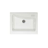 Mobile lavatoio 60x64 cm bianco con vasca in ceramica, fondo salvagoccia e asse in legno | Lavella