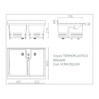 Mobile lavatoio 60x80 cm bianco con vasca in termoplastico e asse in termoplastico | Edilla