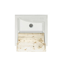 Mobile lavatoio 50x64 cm bianco con vasca in ceramica e asse in legno | Edilla