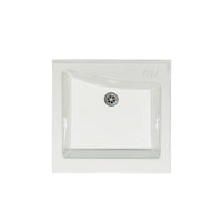 Mobile lavatoio 50x64 cm bianco con vasca in ceramica e asse in legno | Edilla