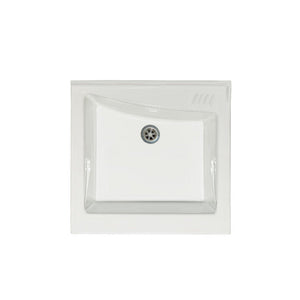 Mobile lavatoio 50x64 cm bianco con vasca in ceramica e asse in legno | Edilla