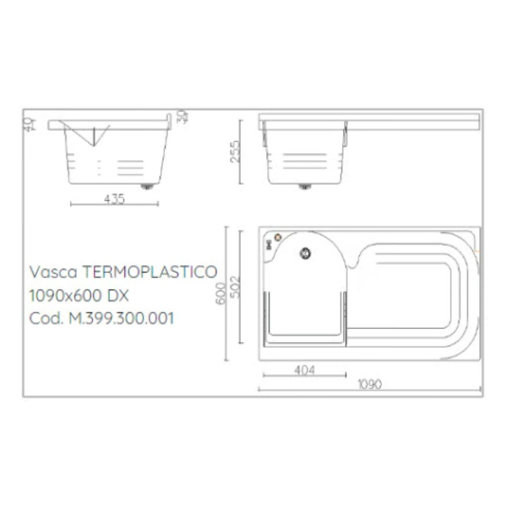Mobile lavatoio 60x109 cm bianco con vasca in termoplastico, fondo salvagoccia e asse in termoplastico | Lavella