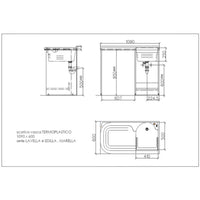 Mobile lavatoio 60x109 cm bianco con vasca in termoplastico, fondo salvagoccia e asse in termoplastico | Lavella