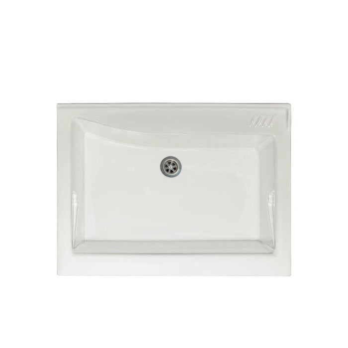 Mobile lavatoio 60x84 cm bianco con vasca in ceramica, fondo salvagoccia e asse in legno | Lavella