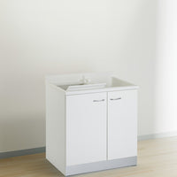 Mobile lavatoio 60x80 cm bianco con vasca in termoplastico, fondo salvagoccia e asse in termoplastico | Lavella