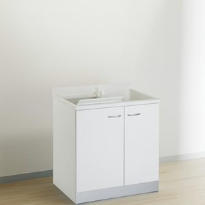 Mobile lavatoio 60x80 cm bianco con vasca in termoplastico, fondo salvagoccia e asse in termoplastico | Lavella