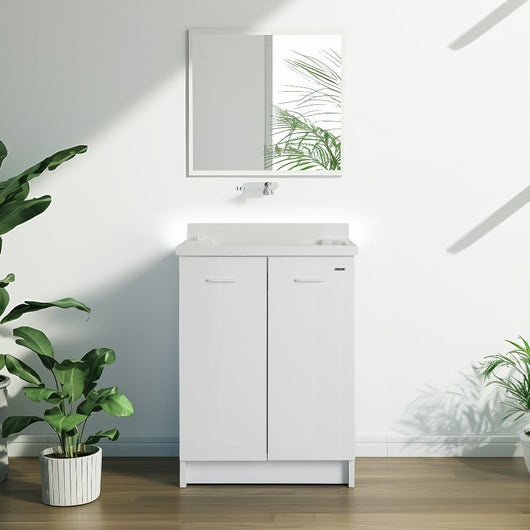 Mobile lavatoio 50x60 cm bianco con vasca in termoplastico e asse in termoplastico | Edilla