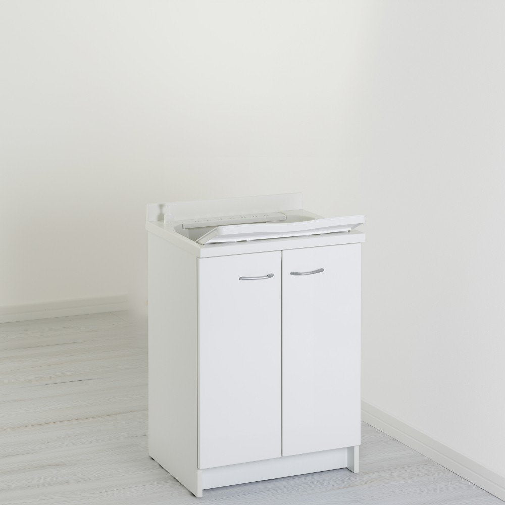 Mobile lavatoio 50x60 cm bianco con vasca in termoplastico, fondo salvagoccia e asse in termoplastico | Lavella