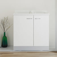 Mobile lavatoio 60x80 cm bianco con vasca in termoplastico, fondo salvagoccia e asse in termoplastico | Lavella