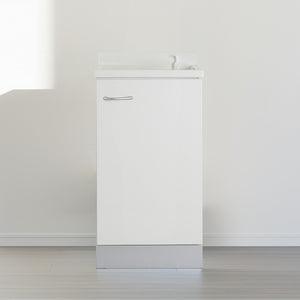 Mobile lavatoio 50x45 cm bianco con vasca in termoplastico, fondo salvagoccia e asse in termoplastico | Lavella