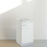 Mobile lavatoio 50x45 cm bianco con vasca in termoplastico, fondo salvagoccia e asse in termoplastico | Lavella