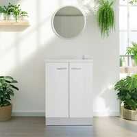 Mobile lavatoio 60x60 cm bianco con vasca in termoplastico, fondo salvagoccia e asse in termoplastico | Lavella