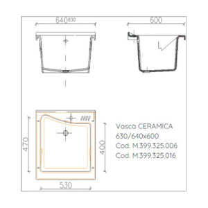 Mobile lavatoio 60x64 cm bianco con vasca in ceramica, fondo salvagoccia e asse in legno | Lavella