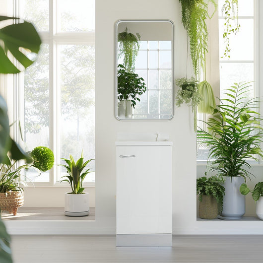 Mobile lavatoio 50x45 cm bianco con vasca in termoplastico, fondo salvagoccia e asse in termoplastico | Lavella