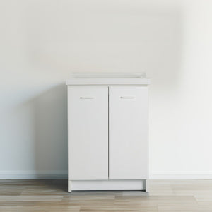 Mobile lavatoio 60x64 cm bianco con vasca in ceramica e asse in legno | Edilla 