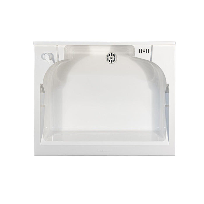 Mobile lavatoio 50x60 cm bianco con vasca in termoplastico, fondo salvagoccia e asse in termoplastico | Lavella