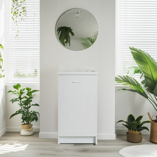 Mobile lavatoio 50x45 cm bianco con vasca in termoplastico e asse in termoplastico | Edilla