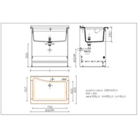 Mobile lavatoio 60x84 cm bianco con vasca in ceramica e asse in legno | Edilla