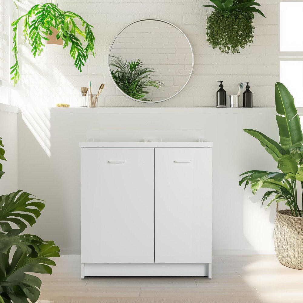 Mobile lavatoio 60x80 cm bianco con vasca in termoplastico e asse in termoplastico | Edilla